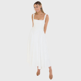 NIKOLA | Elegantní midi šaty s hranatým výstřihem