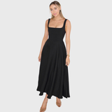 NIKOLA | Elegantní midi šaty s hranatým výstřihem
