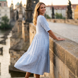 AMÁLIE | Pruhované midi šaty s kapsami
