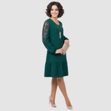 Mína - Elegantní midi šaty s krajkovými rukávy