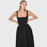 NIKOLA | Elegantní midi šaty s hranatým výstřihem
