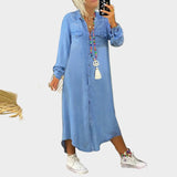 Robe en denim maxi à manches longues