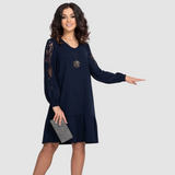 Mína - Elegantní midi šaty s krajkovými rukávy