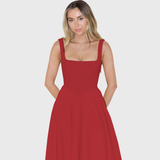 NIKOLA | Elegantní midi šaty s hranatým výstřihem