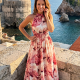 Vanessa - Šaty Midi s Nařaseným Pasem a Abstraktním Potiskem