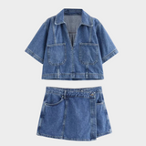 Ensemble en jean avec décolleté en V