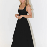 NIKOLA | Elegantní midi šaty s hranatým výstřihem