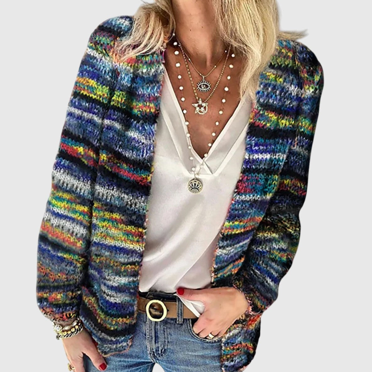 Catherine - Příjemný multicolor kardigan