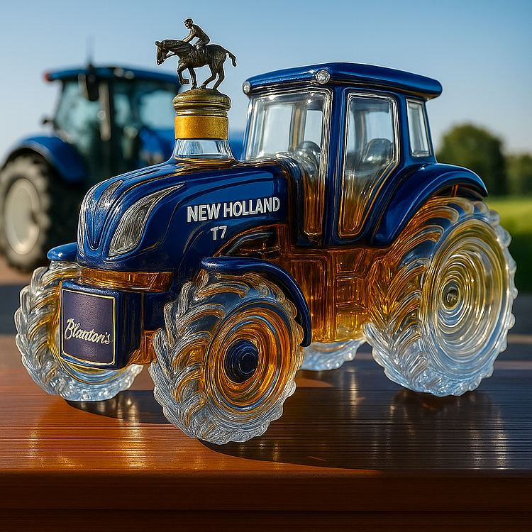 Klasická whisky láhev ve tvaru traktoru New Holland T7