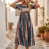 HELENA | Pruhované midi šaty s elegancí