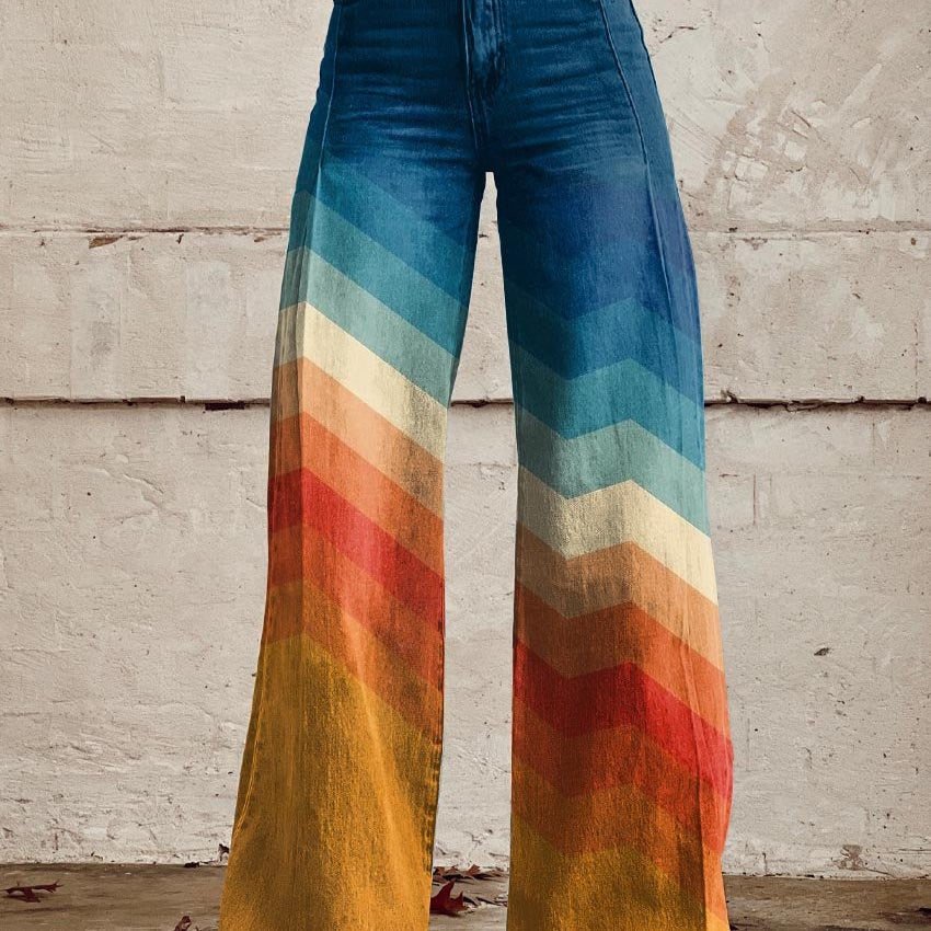 Líza - Elegantní retro zigzag kalhoty